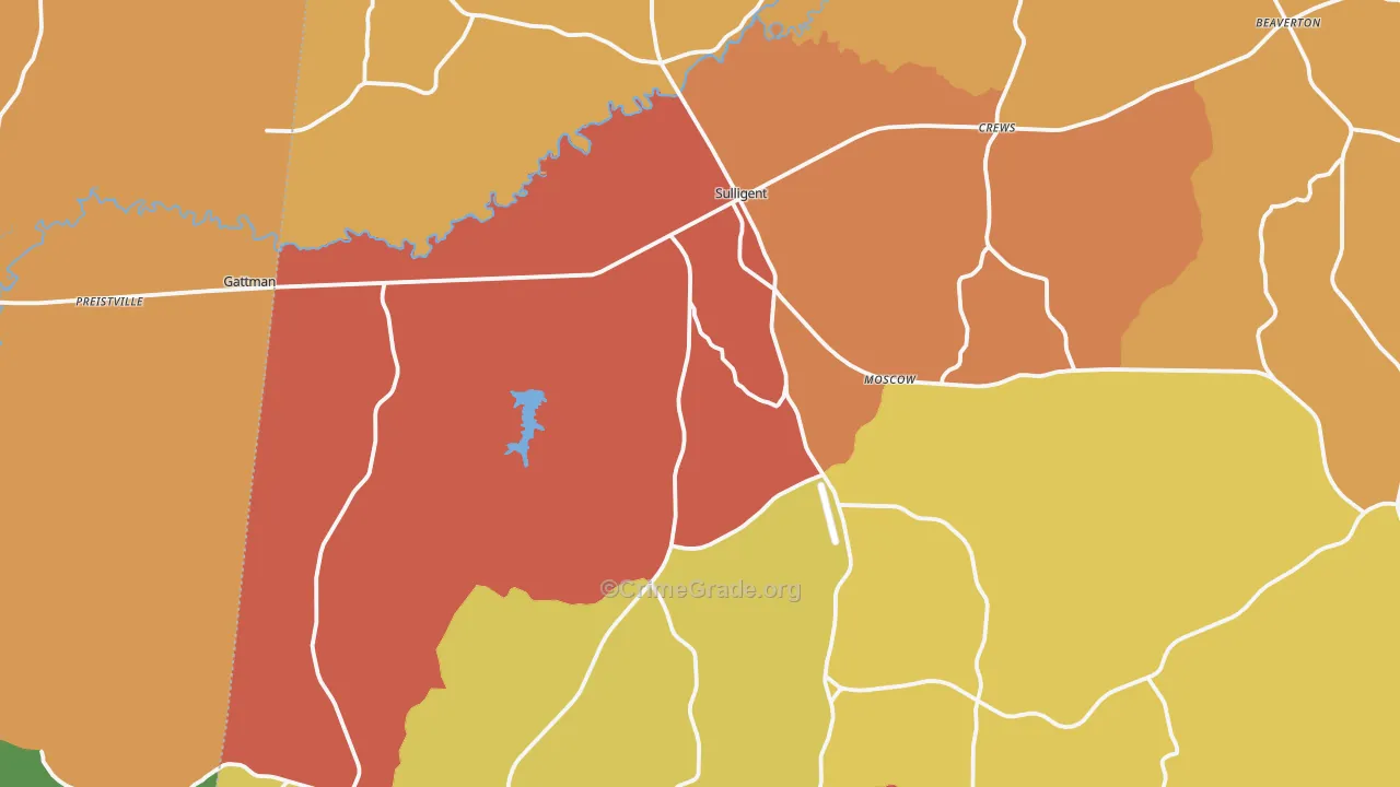 35586, AL Map of Drug-Related Crime Rates