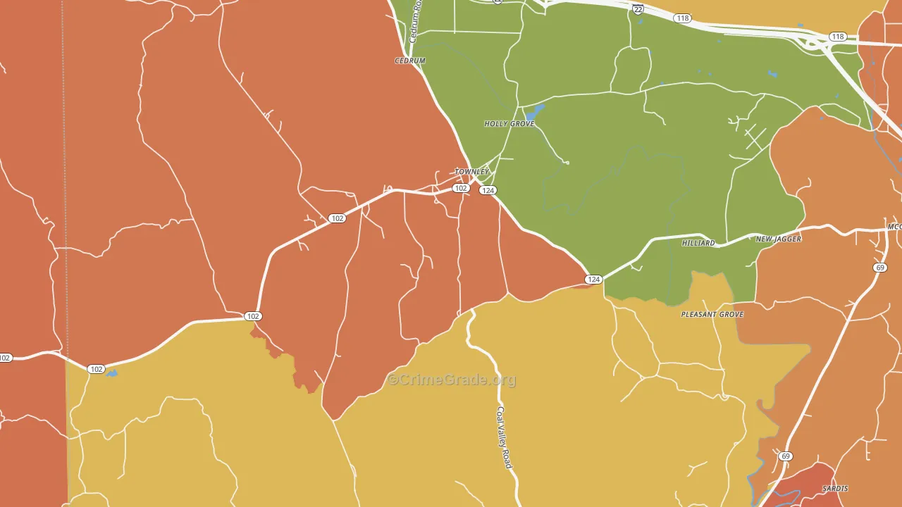 35587, AL Map of Drug-Related Crime Rates