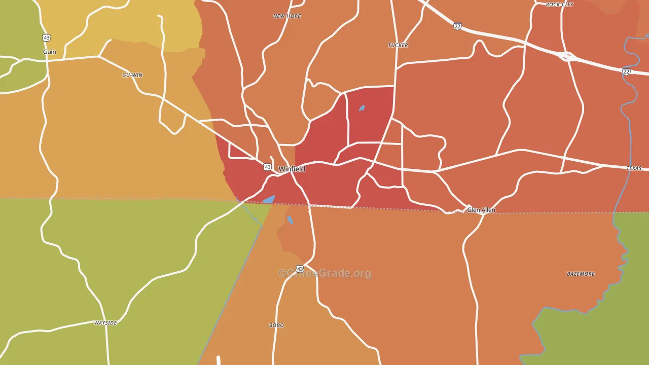 35594, AL Map of Drug-Related Crime Rates