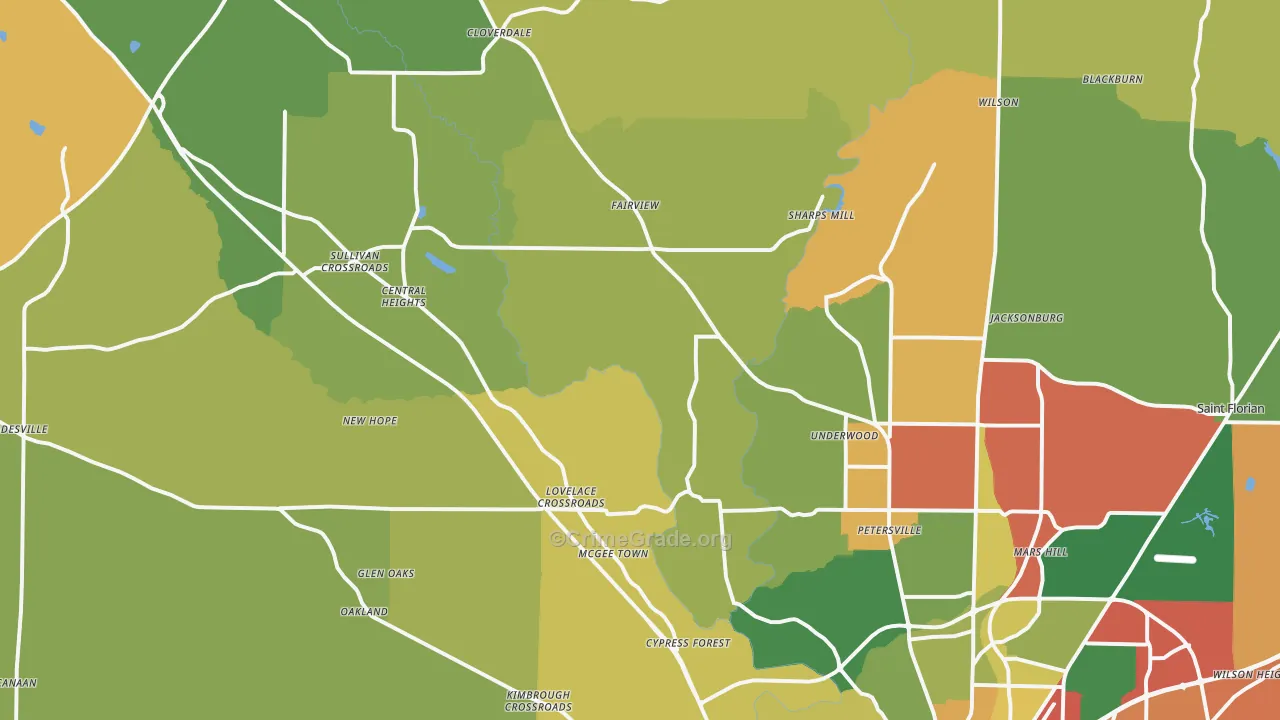 35633, AL Map of Drug-Related Crime Rates