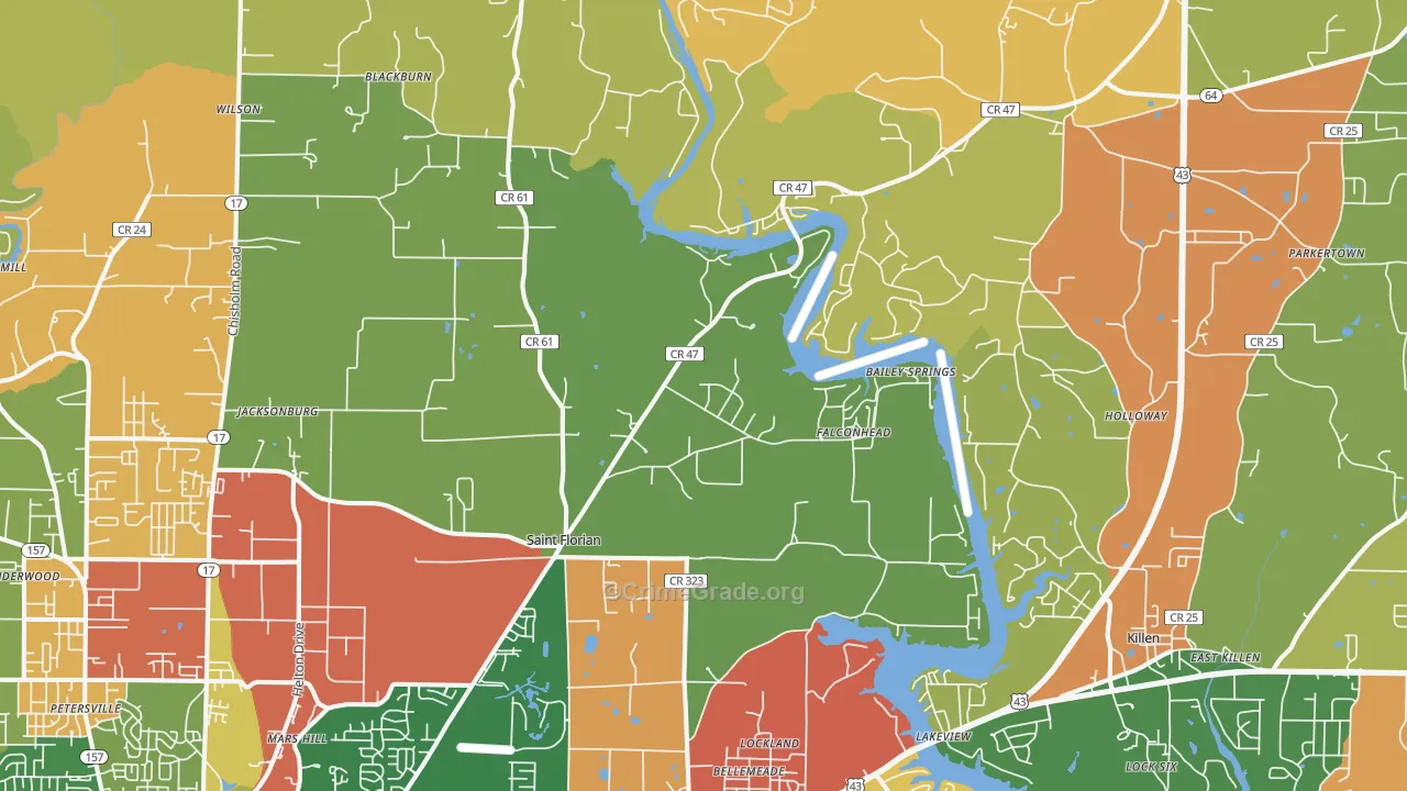 35634, AL Map of Drug-Related Crime Rates