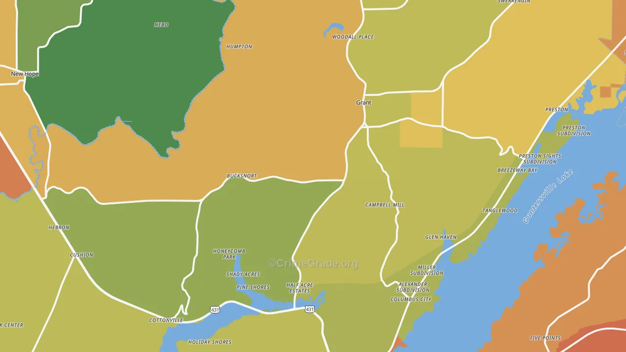 35747, AL Map of Drug-Related Crime Rates