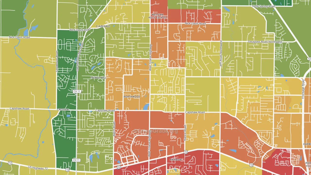 35757, AL Map of Drug-Related Crime Rates