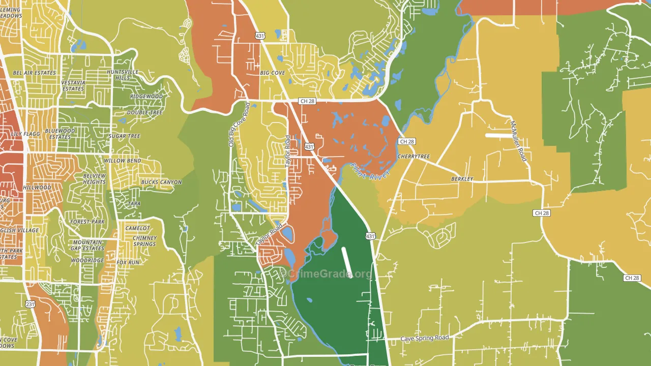 35763, AL Map of Drug-Related Crime Rates