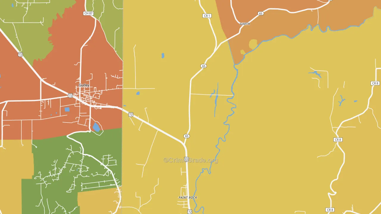 35764, AL Map of Drug-Related Crime Rates