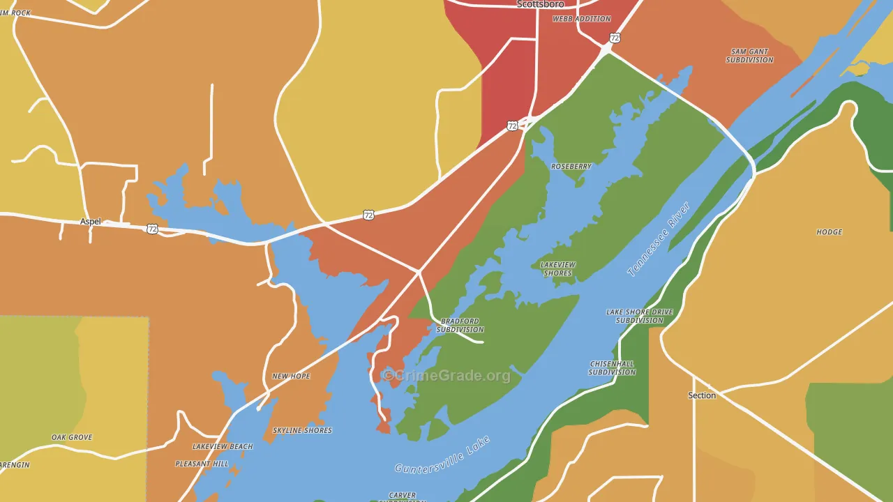 35769, AL Map of Drug-Related Crime Rates