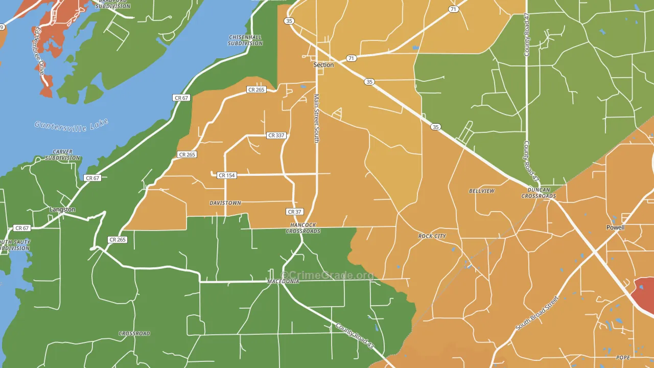 35771, AL Map of Drug-Related Crime Rates