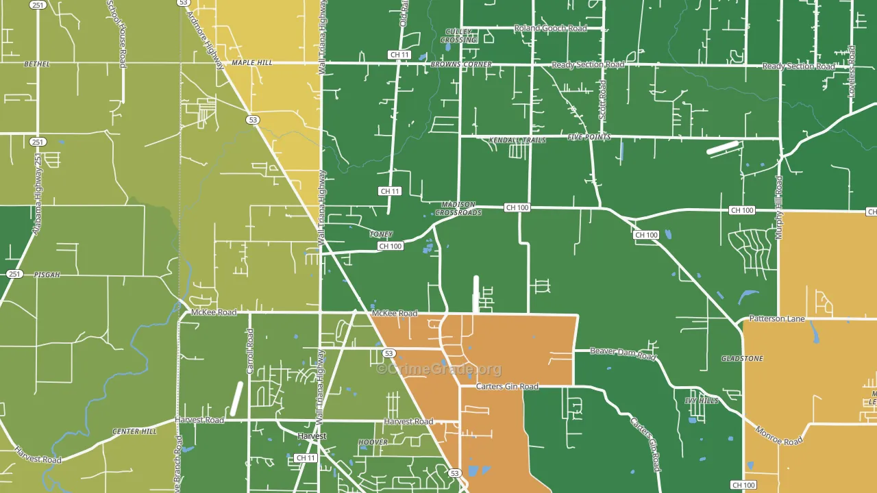 35773, AL Map of Drug-Related Crime Rates