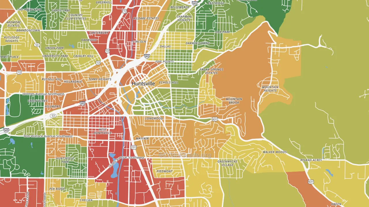 35801, AL Map of Drug-Related Crime Rates
