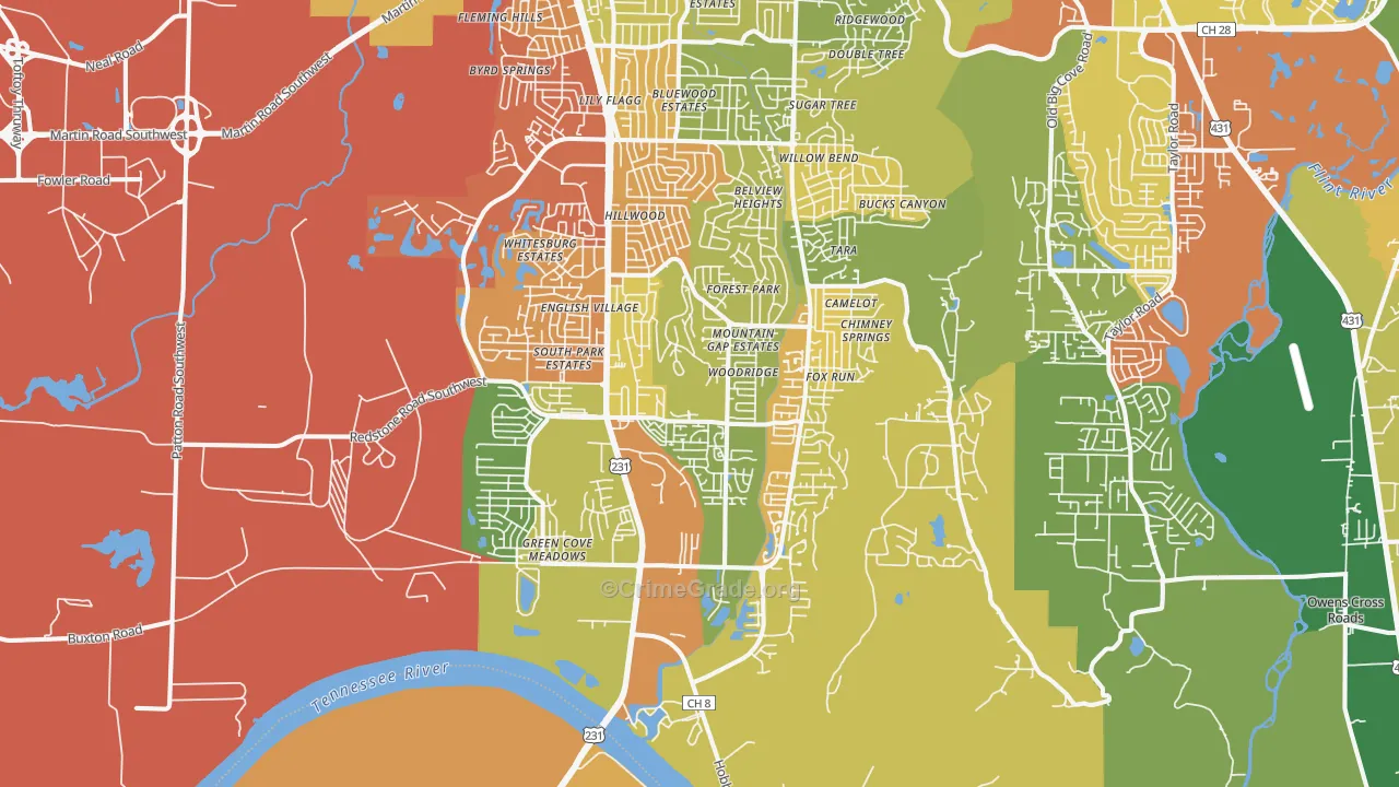 35803, AL Map of Drug-Related Crime Rates