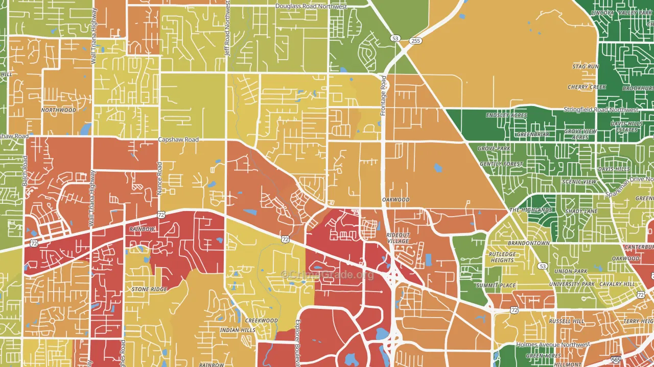 35806, AL Map of Drug-Related Crime Rates