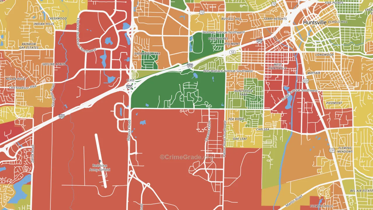 35808, AL Map of Drug-Related Crime Rates