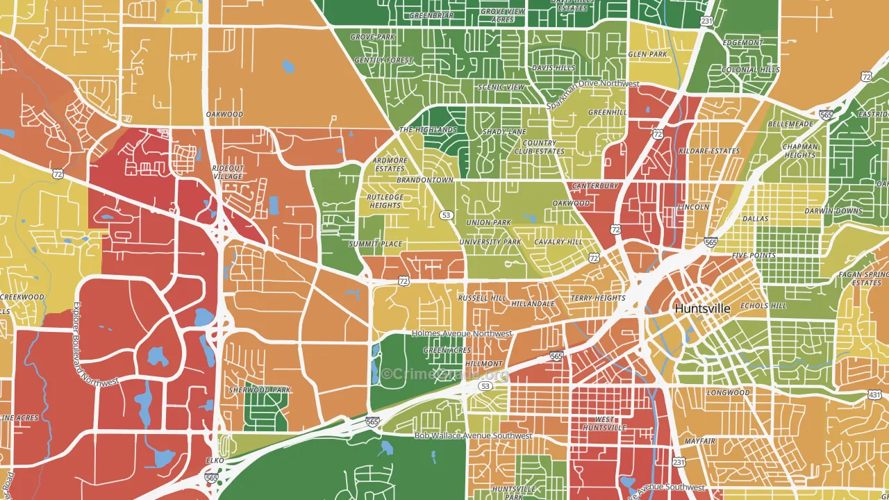 35816, AL Map of Drug-Related Crime Rates