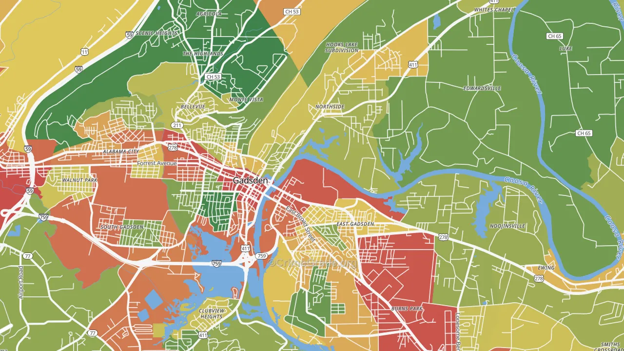 35901, AL Map of Drug-Related Crime Rates