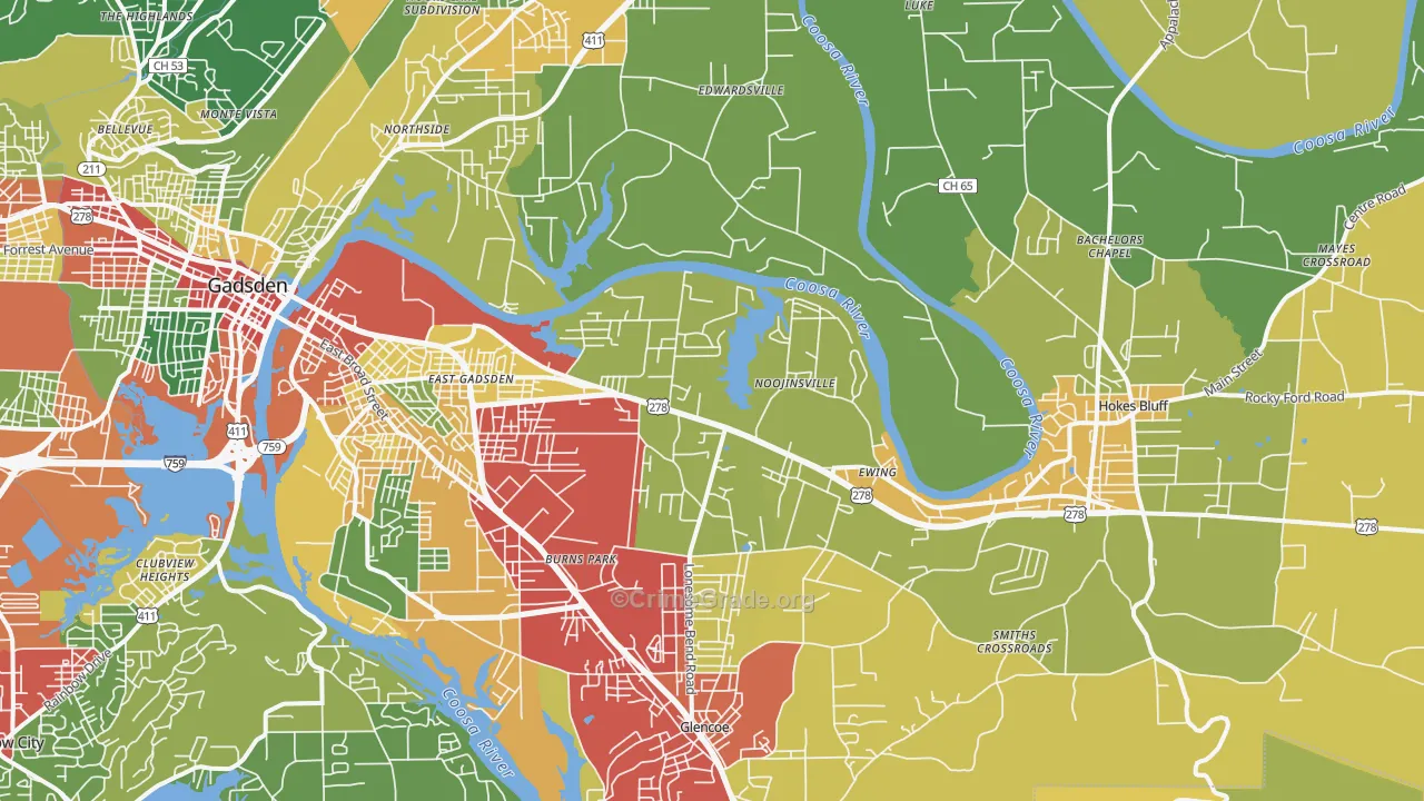 35903, AL Map of Drug-Related Crime Rates