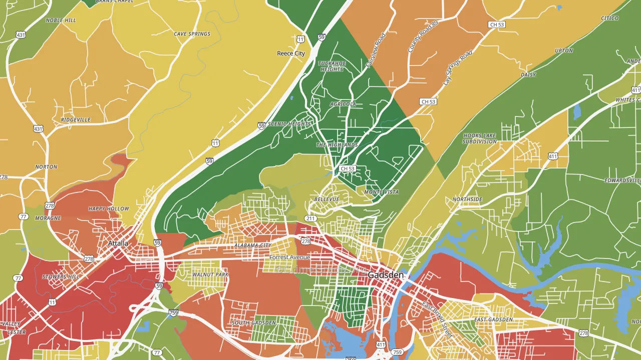 35904, AL Map of Drug-Related Crime Rates