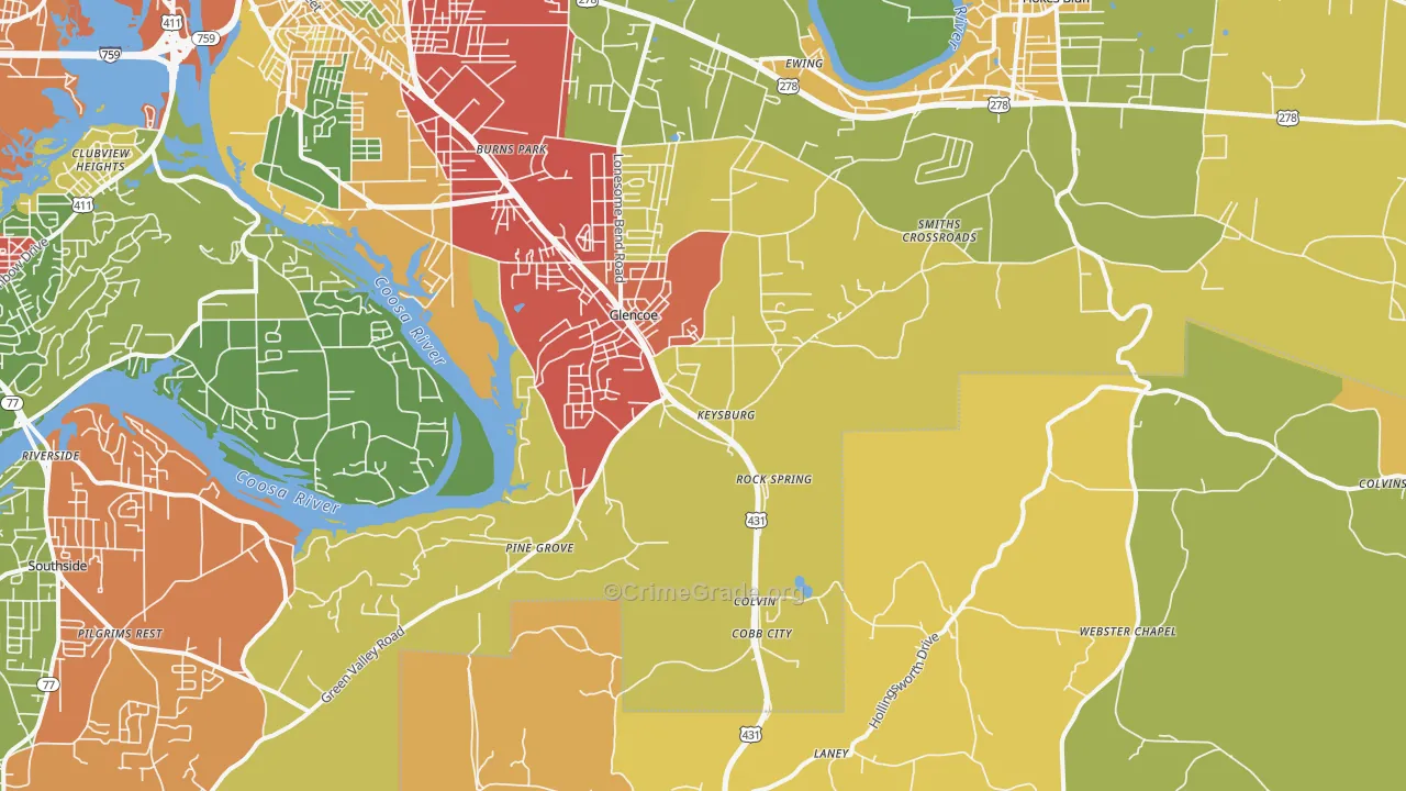 35905, AL Map of Drug-Related Crime Rates
