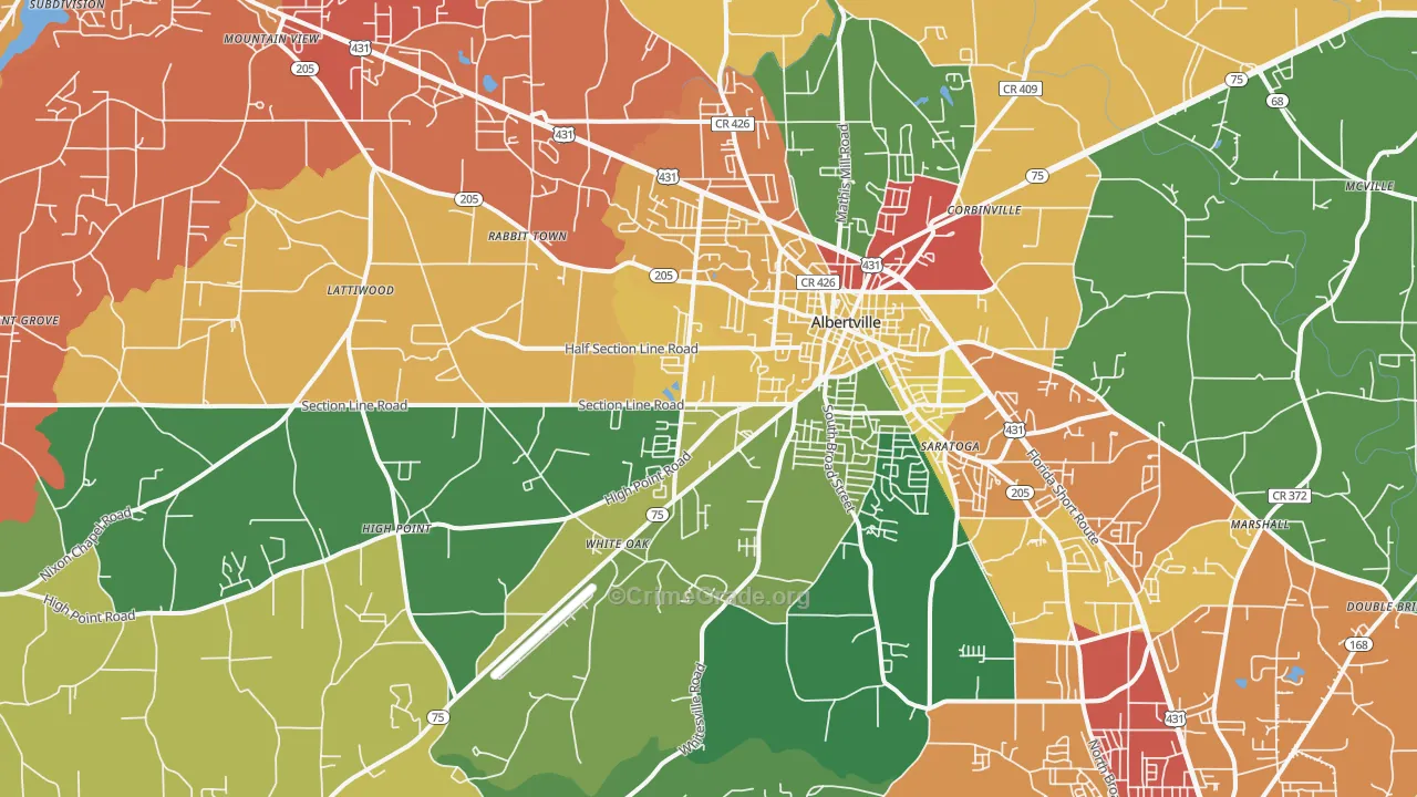35950, AL Map of Drug-Related Crime Rates