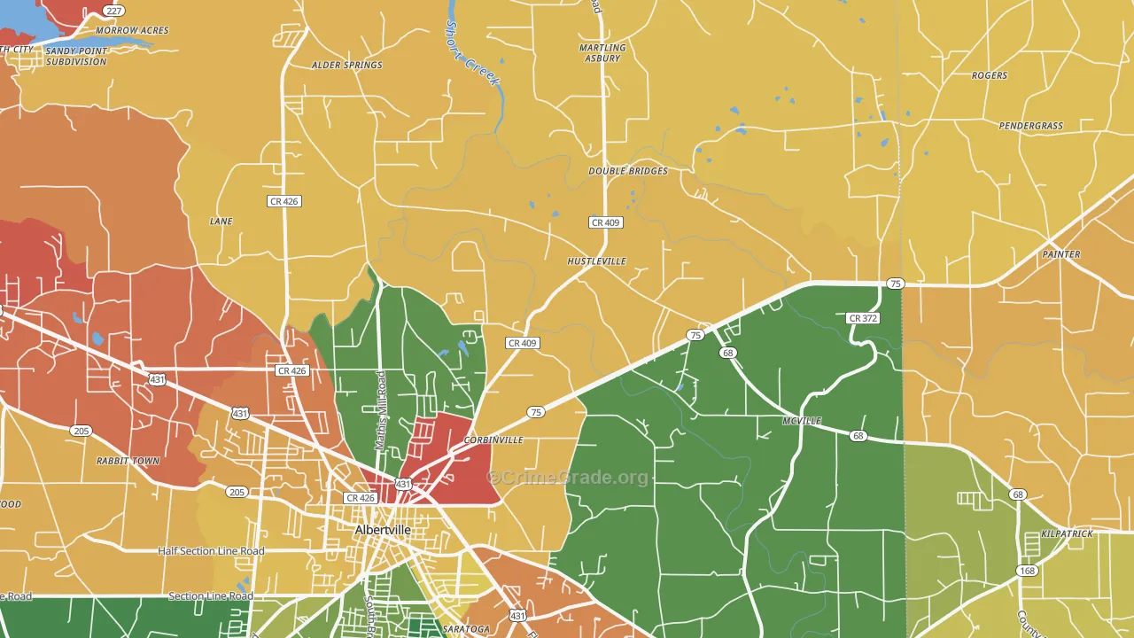 35951, AL Map of Drug-Related Crime Rates