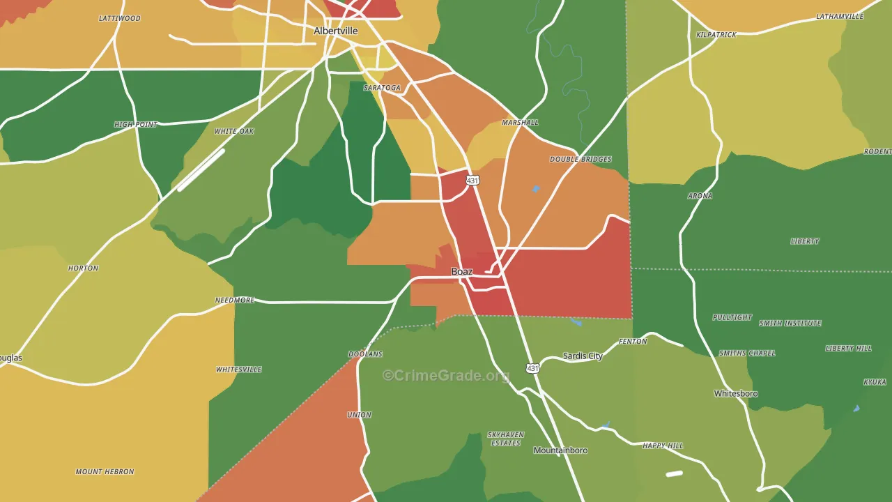 35957, AL Map of Drug-Related Crime Rates