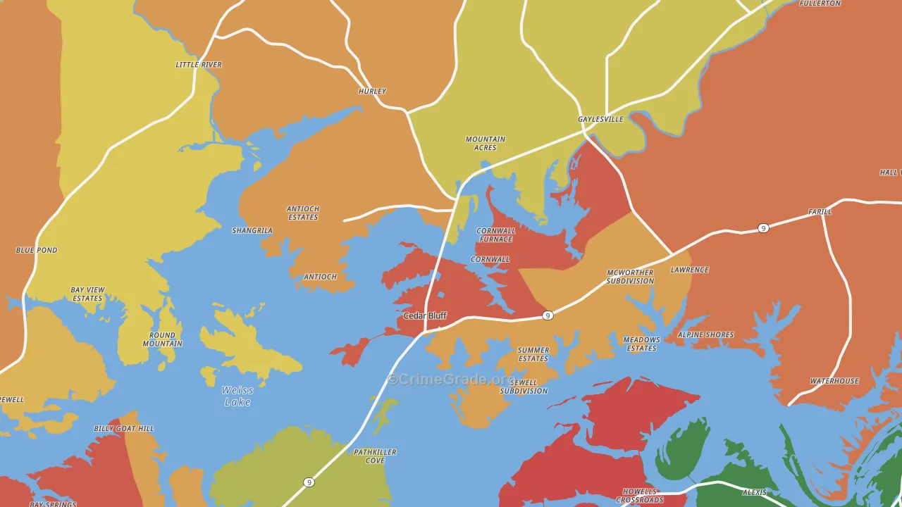 35959, AL Map of Drug-Related Crime Rates
