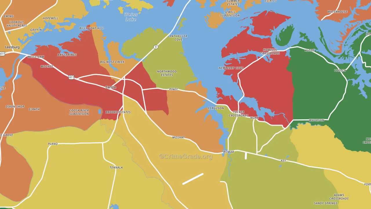 35960, AL Map of Drug-Related Crime Rates