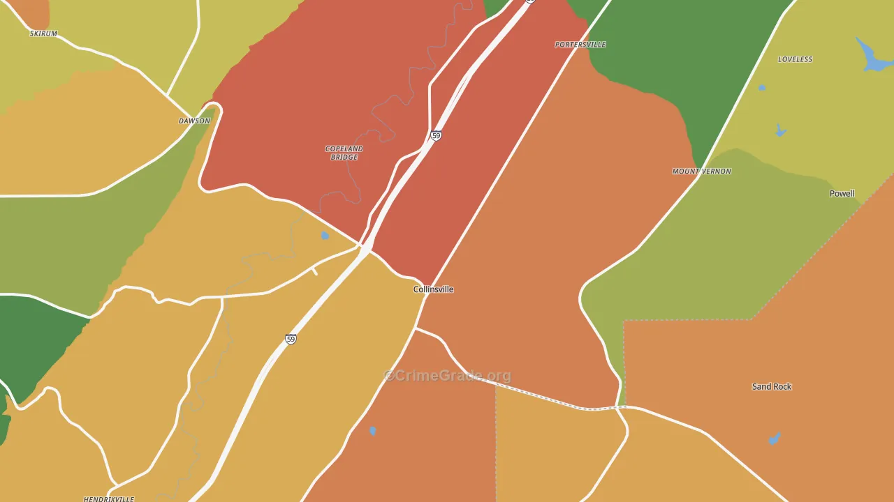35961, AL Map of Drug-Related Crime Rates