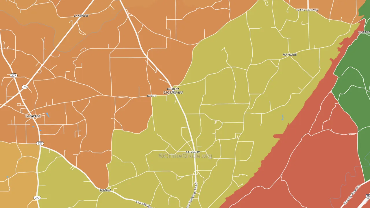 35963, AL Map of Drug-Related Crime Rates