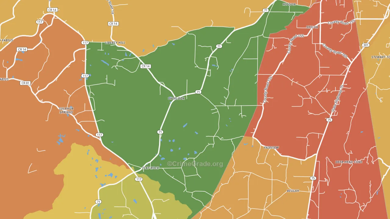 35966, AL Map of Drug-Related Crime Rates
