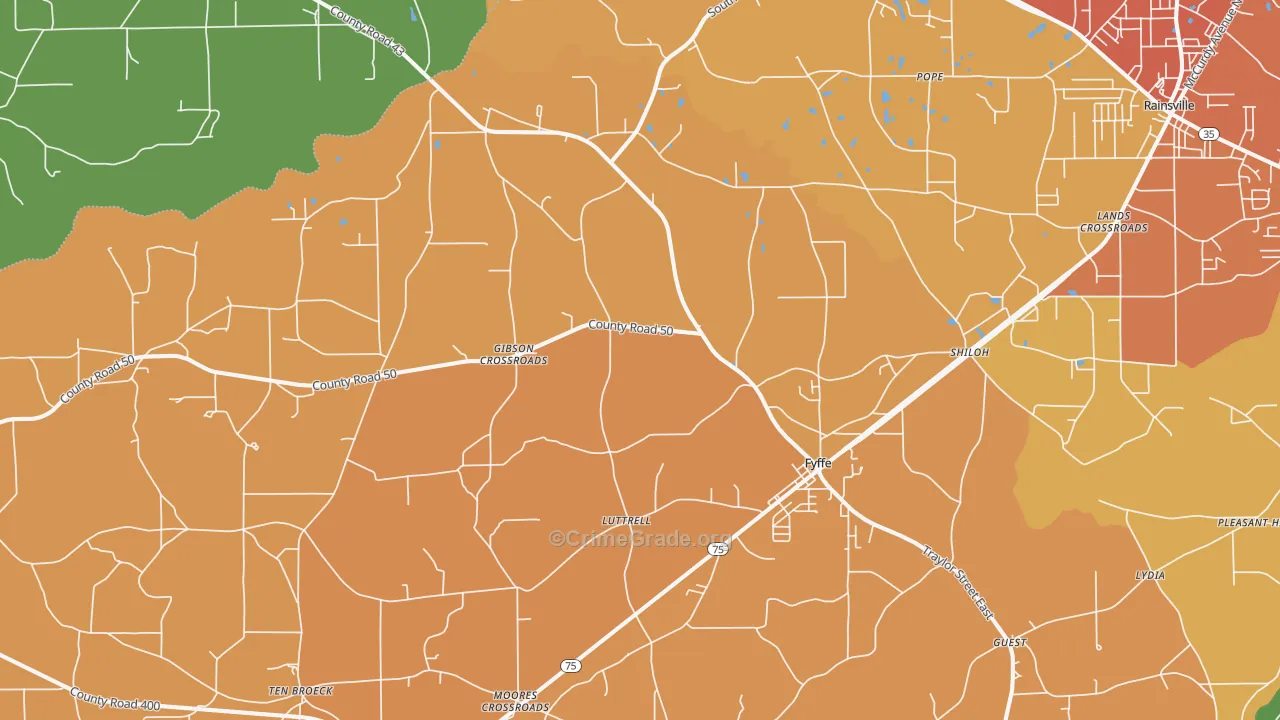 35971, AL Map of Drug-Related Crime Rates