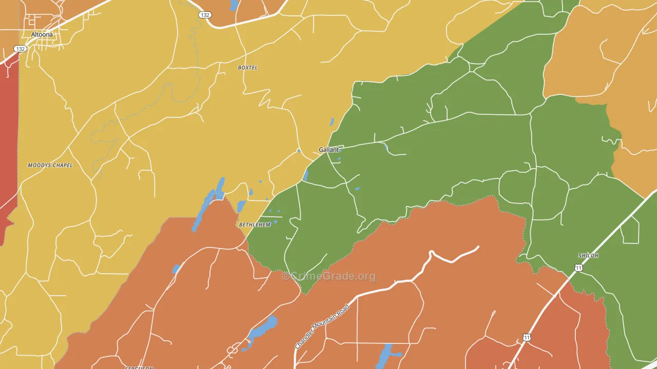 35972, AL Map of Drug-Related Crime Rates