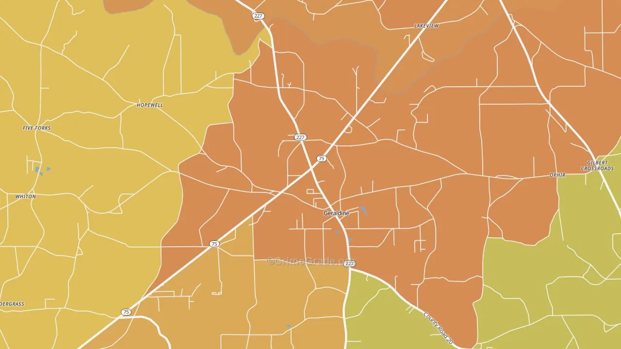 35974, AL Map of Drug-Related Crime Rates