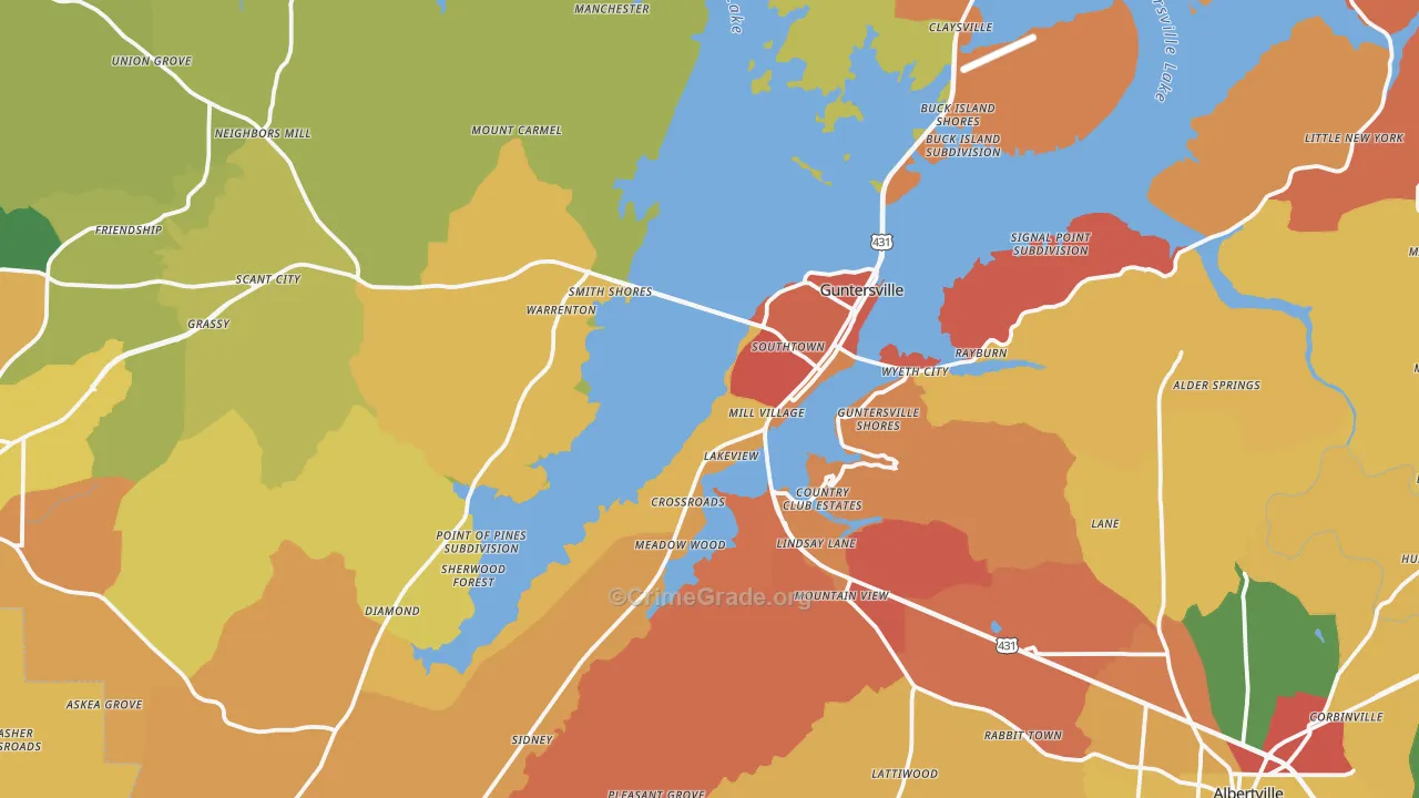 35976, AL Map of Drug-Related Crime Rates