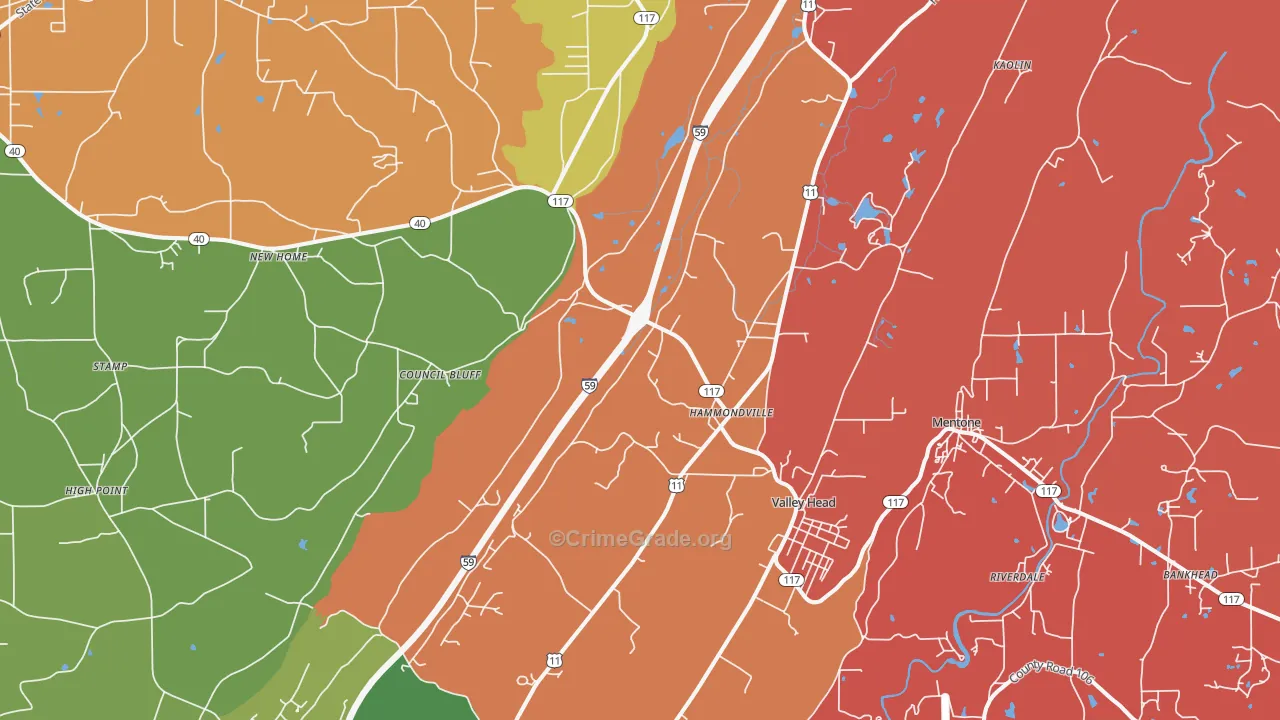 35989, AL Map of Drug-Related Crime Rates