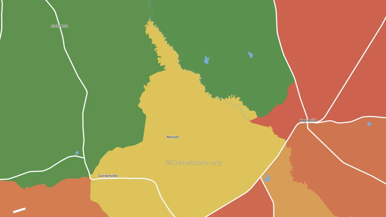 36040, AL Map of Drug-Related Crime Rates