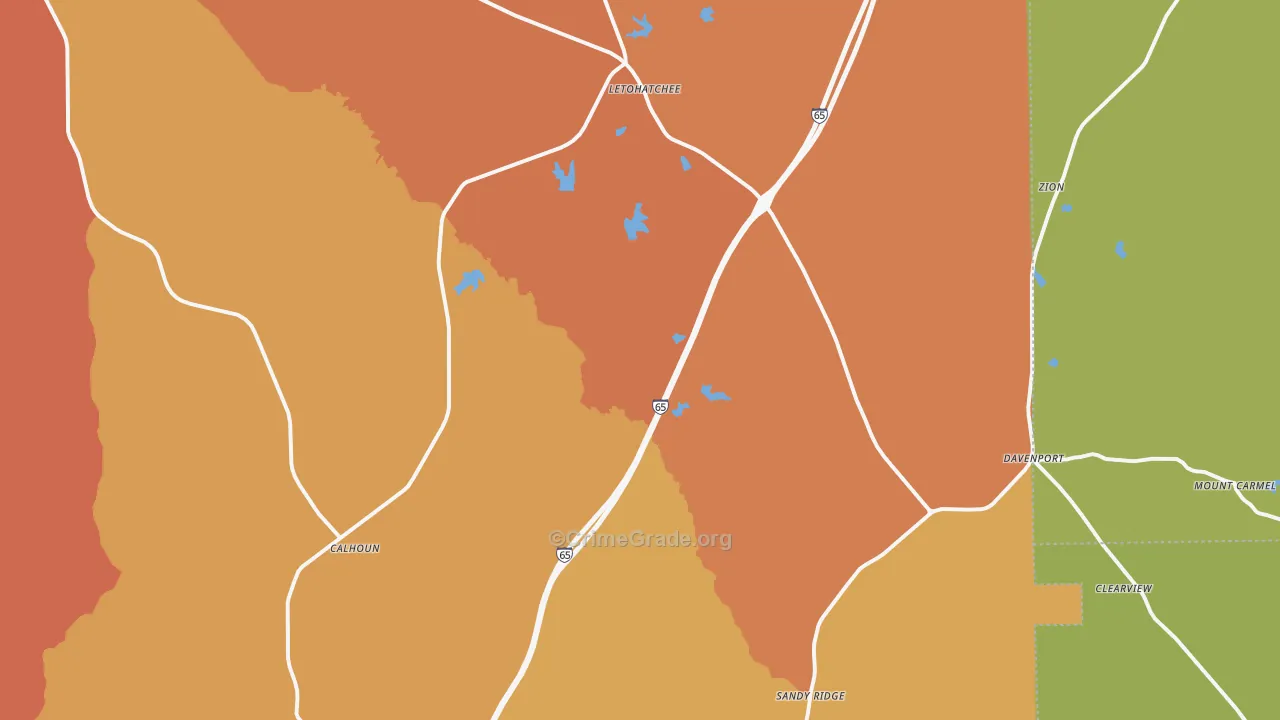 36047, AL Map of Drug-Related Crime Rates
