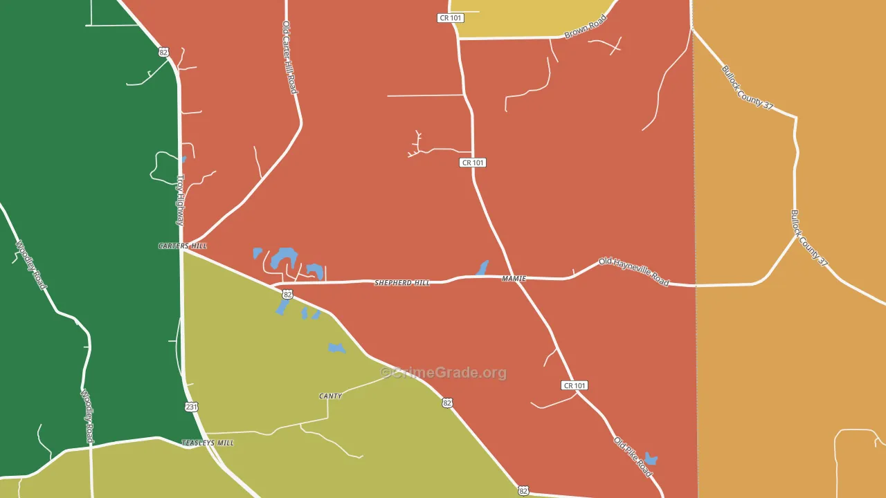 36052, AL Map of Drug-Related Crime Rates