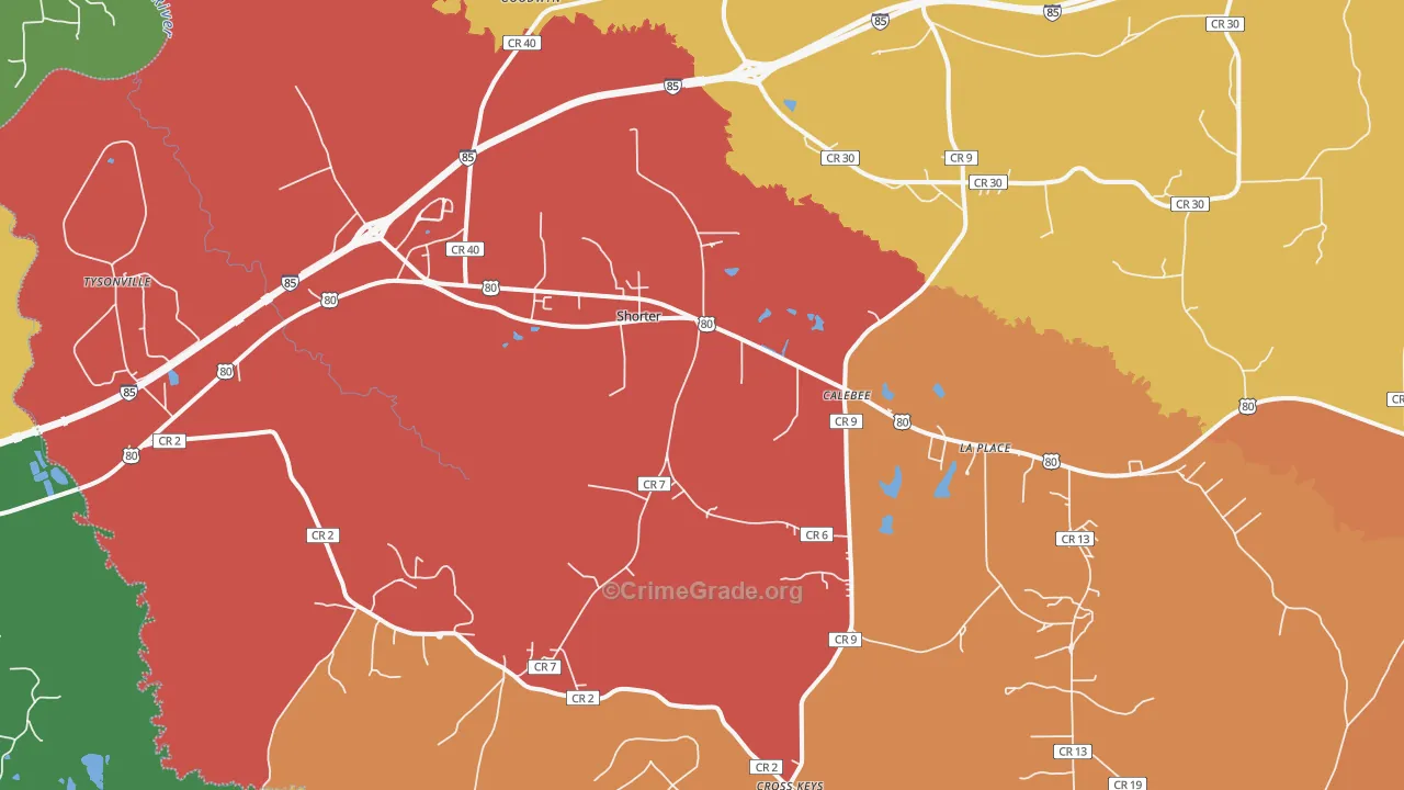 36075, AL Map of Drug-Related Crime Rates