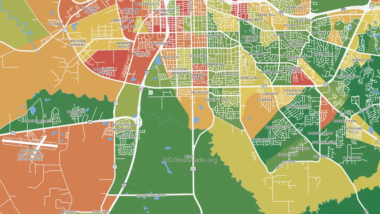 36105, AL Map of Drug-Related Crime Rates