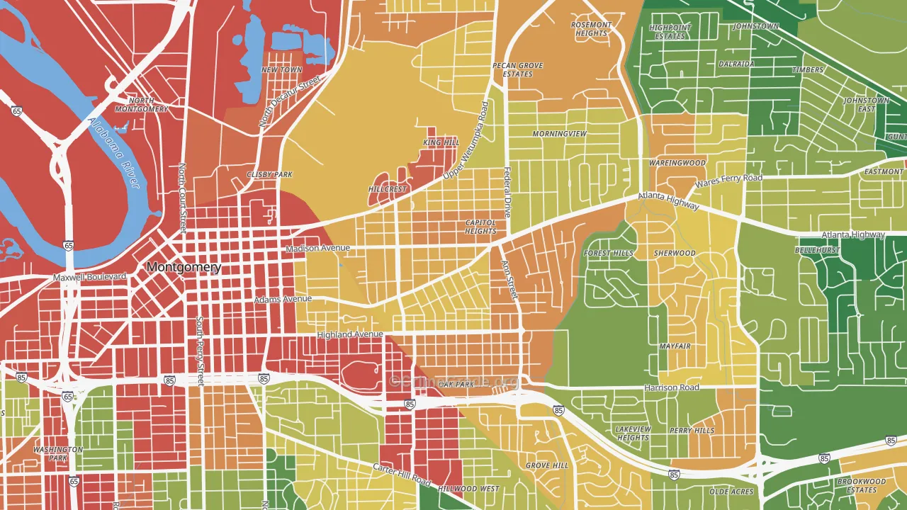 36107, AL Map of Drug-Related Crime Rates