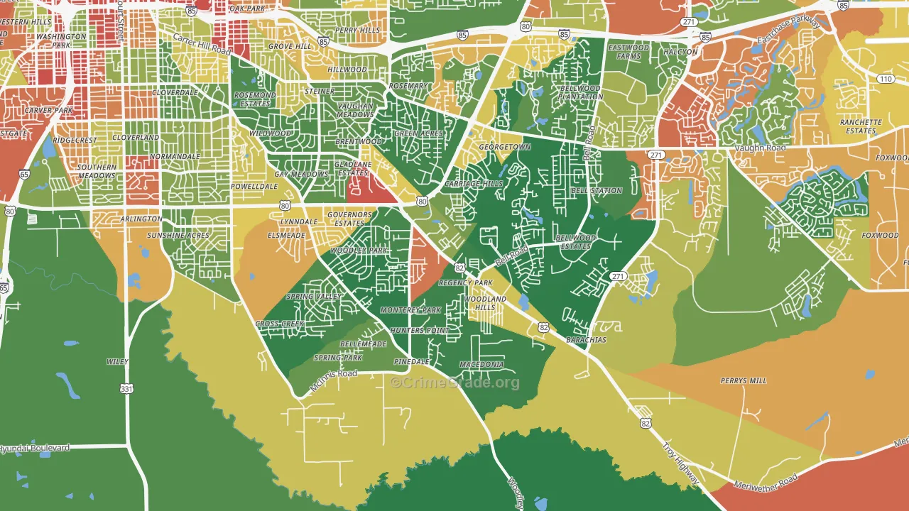 36116, AL Map of Drug-Related Crime Rates
