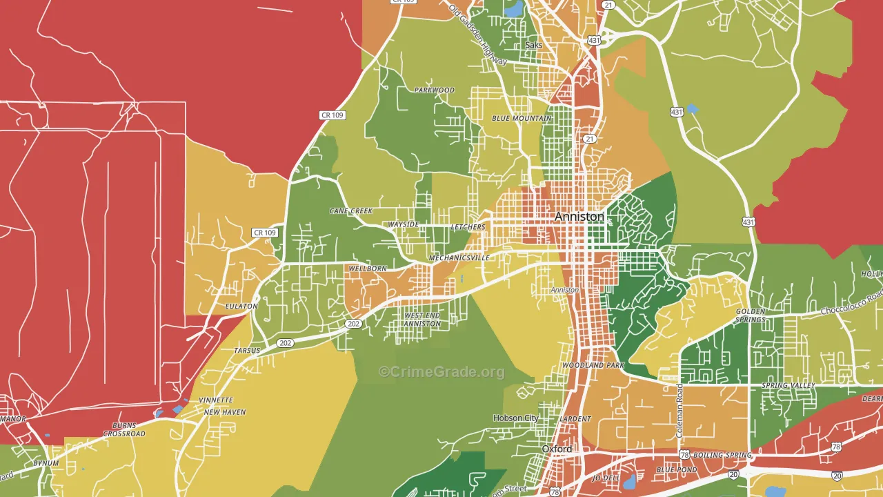 36201, AL Map of Drug-Related Crime Rates