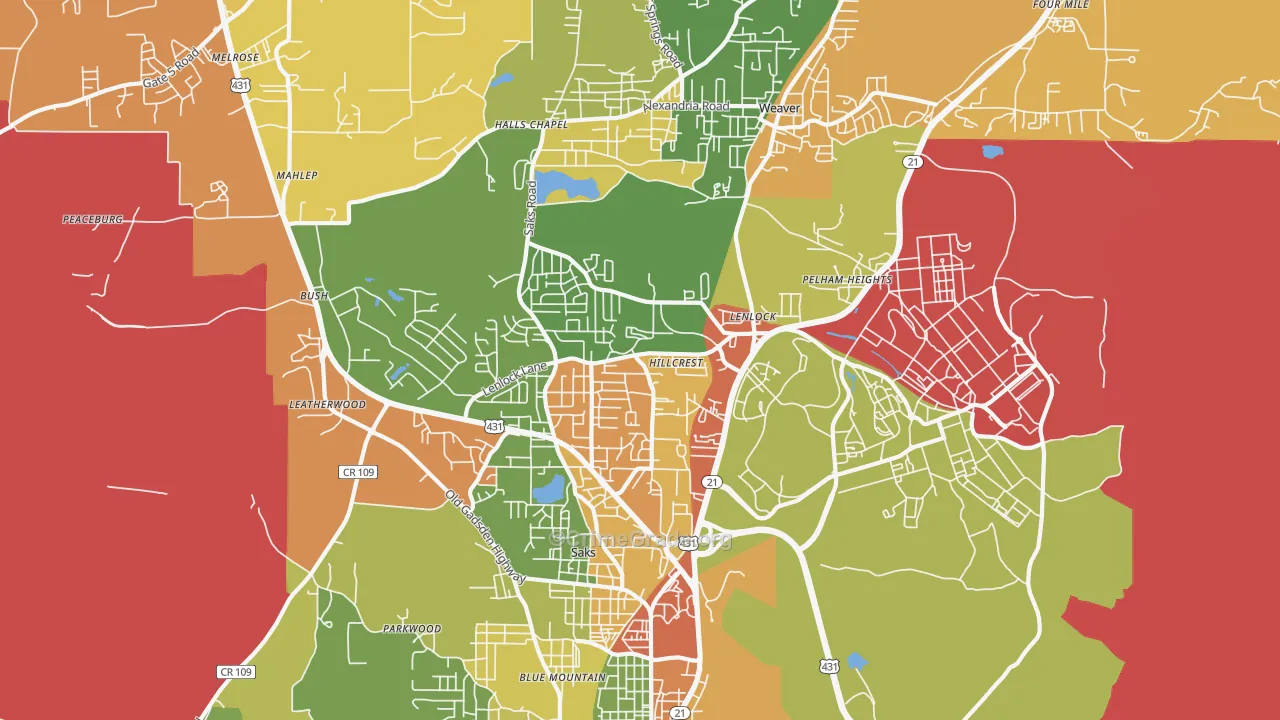 36206, AL Map of Drug-Related Crime Rates