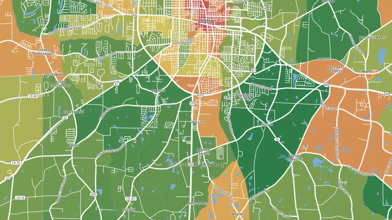 36301, AL Map of Drug-Related Crime Rates