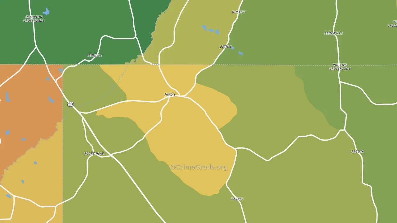 36311, AL Map of Drug-Related Crime Rates