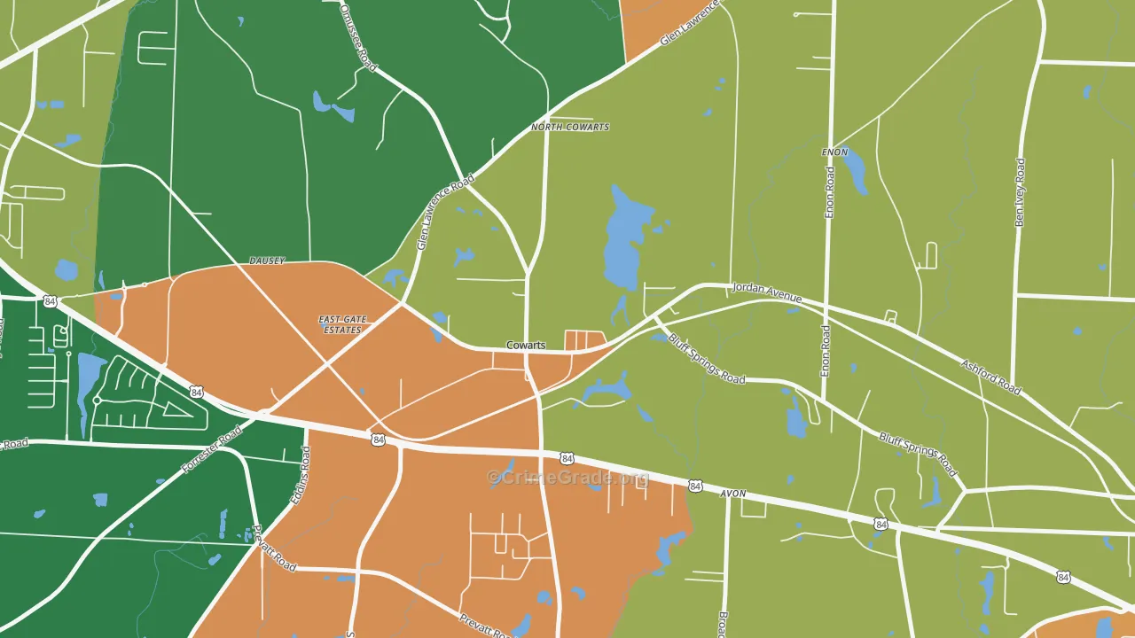 36321, AL Map of Drug-Related Crime Rates