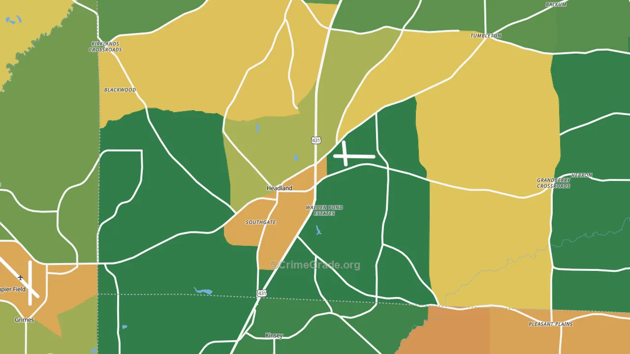 36345, AL Map of Drug-Related Crime Rates