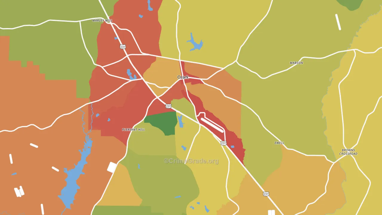 36360, AL Map of Drug-Related Crime Rates