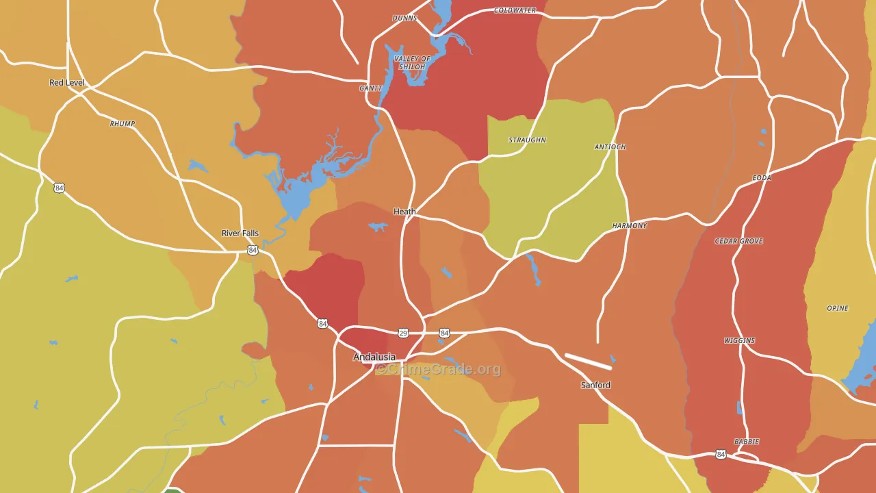 36421, AL Map of Drug-Related Crime Rates