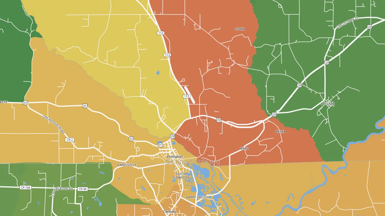 36441, AL Map of Drug-Related Crime Rates